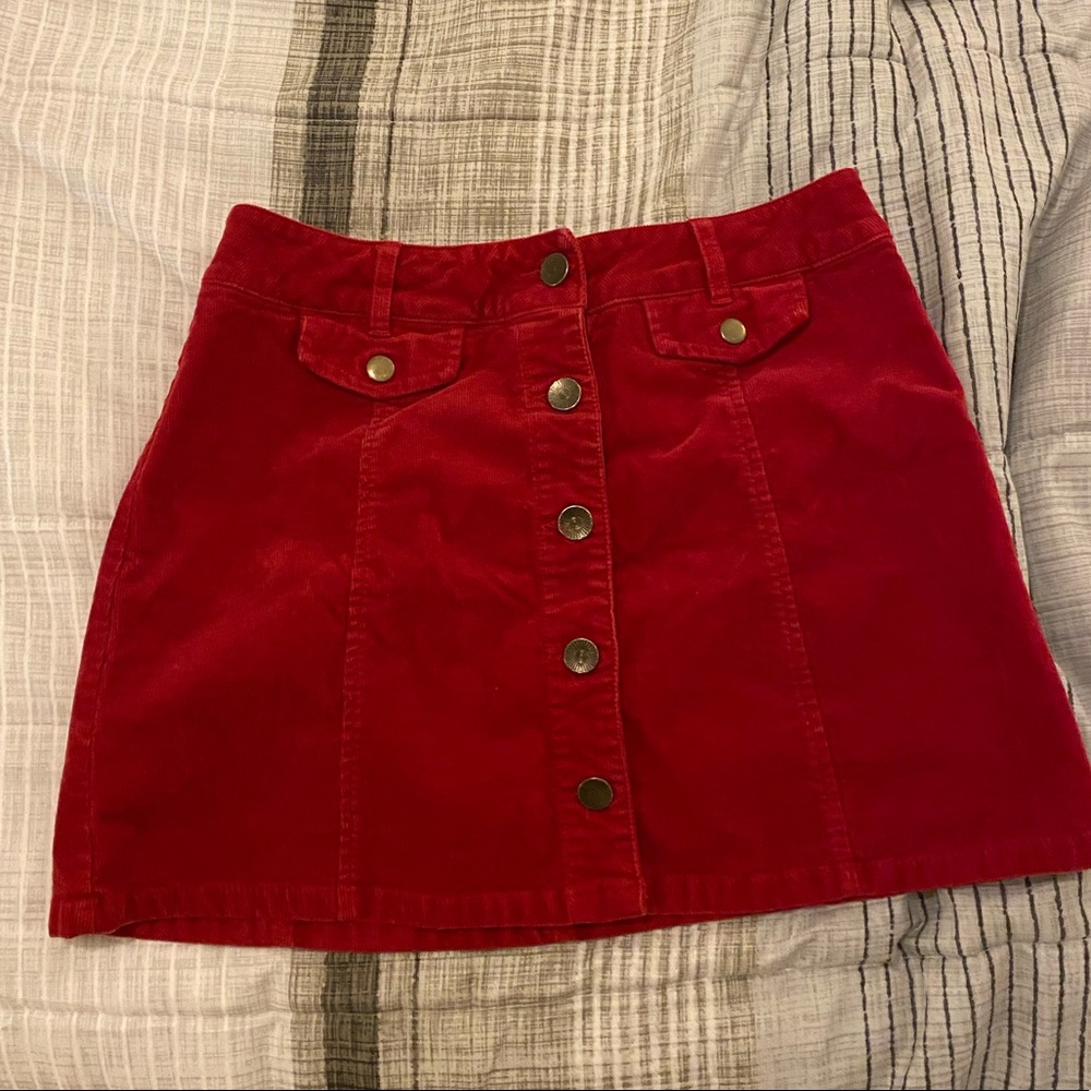 Forever 21 red corduroy button skirt